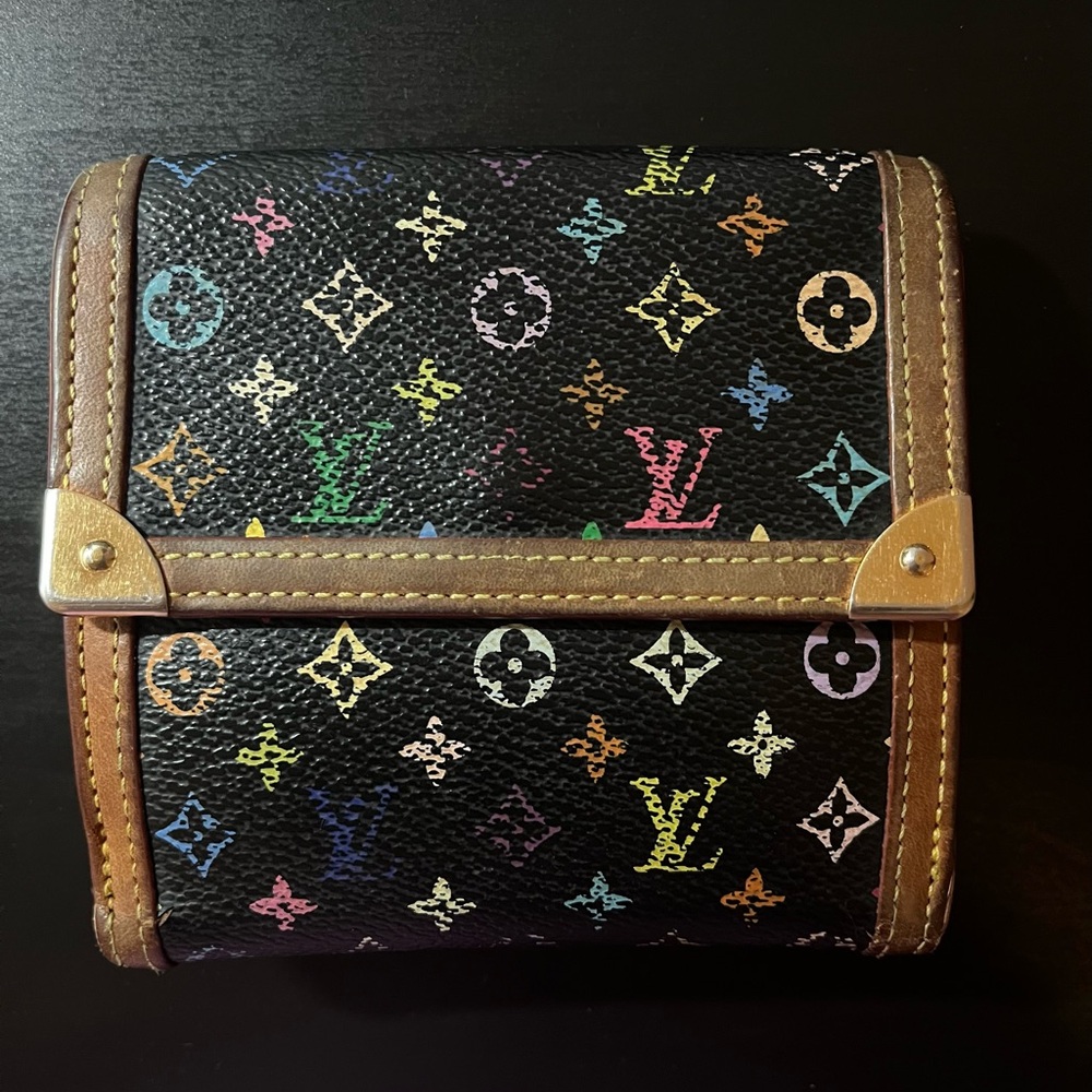 Authentic Louis Vuitton- multicolor- Portemonnaie Billet Wallet in Black